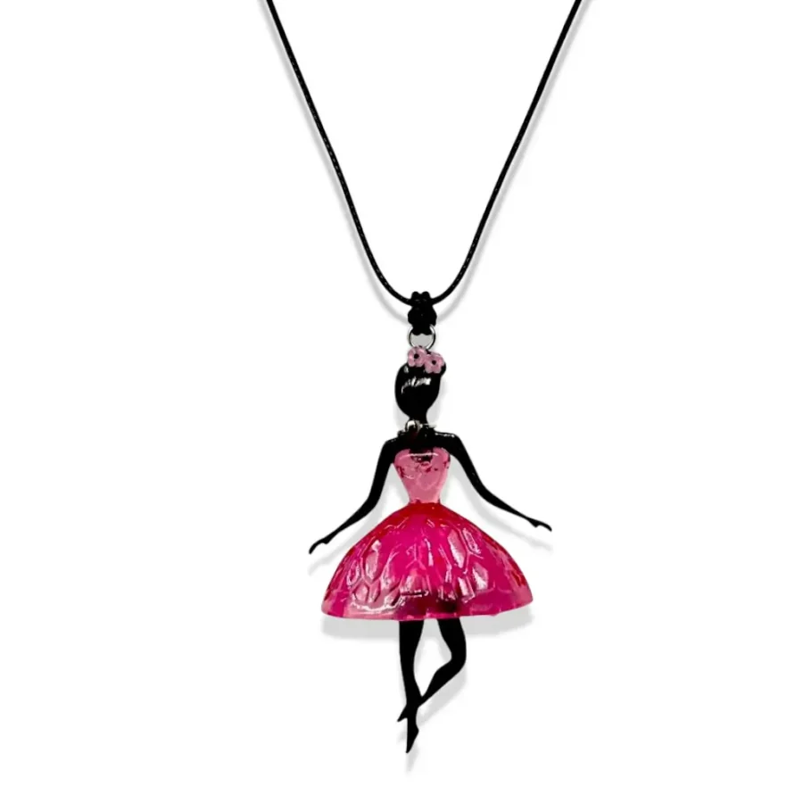 Collier Pépette Cherry en résine imprimée 3D monté sur fil coton ciré avec nœud coulissant