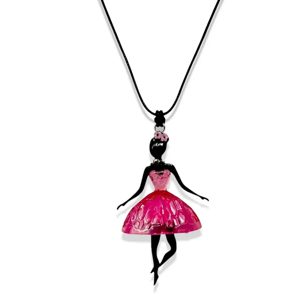 Collier Pépette Cherry en résine imprimée 3D monté sur fil coton ciré avec nœud coulissant