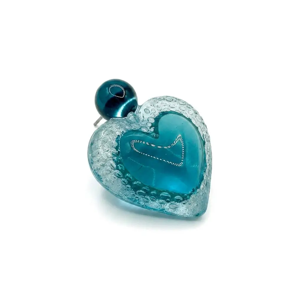 boucle d’oreille à pointe bleu turquoise détail attache acier inoxydable