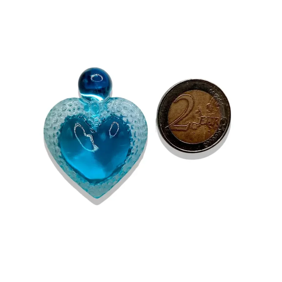 boucle d’oreille à pointe bleu turquoise taille GM avec pièce 2 euros