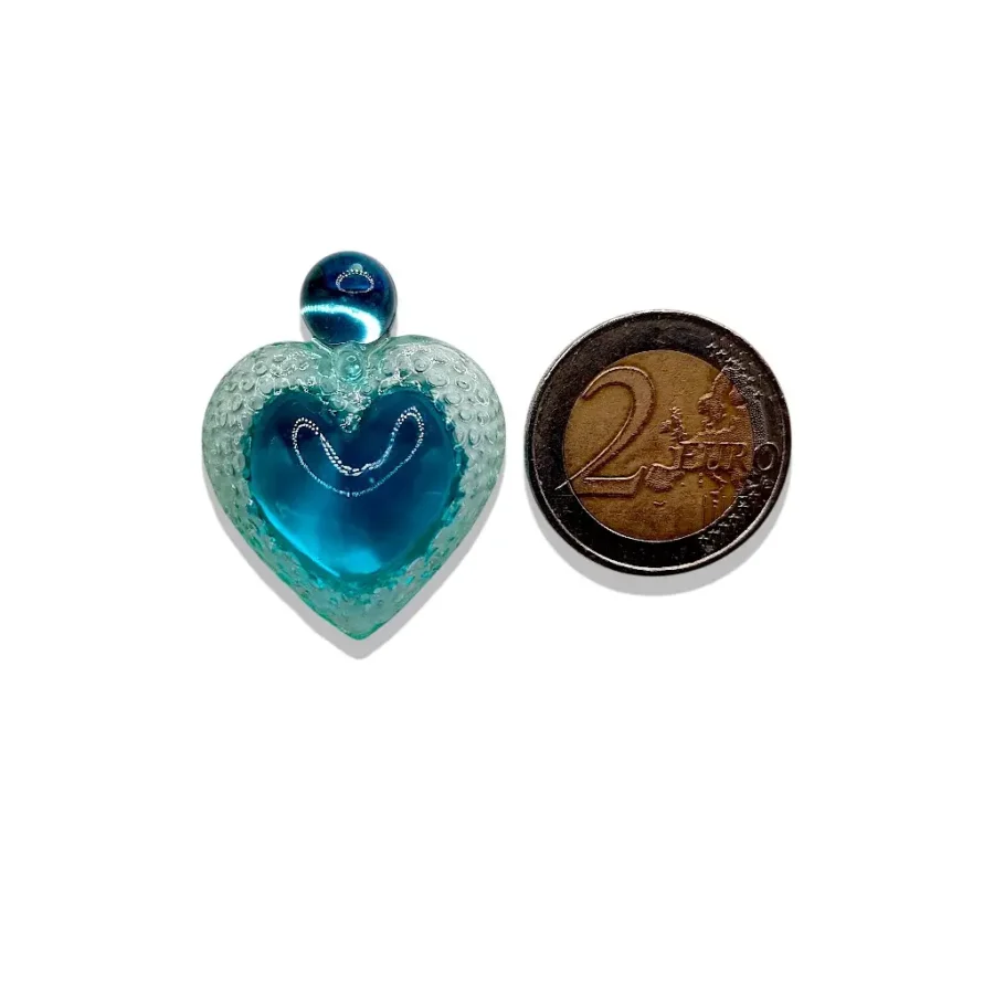 boucle d’oreille à pointe bleu turquoise taille PM avec pièce 2 euros