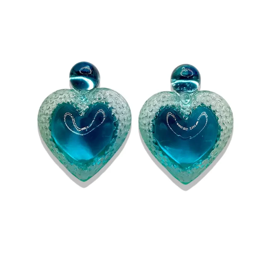 boucles d’oreilles à pointe bleu turquoise en résine paire