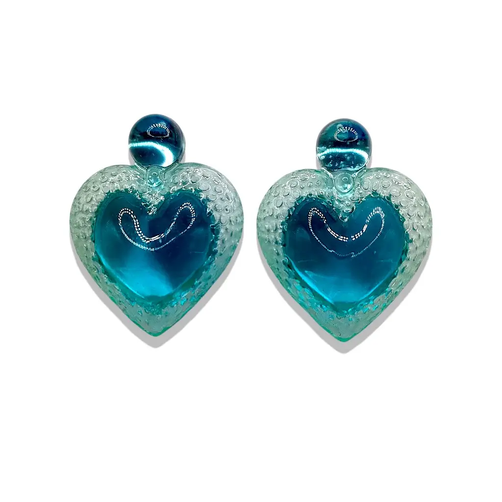 boucles d’oreilles à pointe bleu turquoise en résine paire