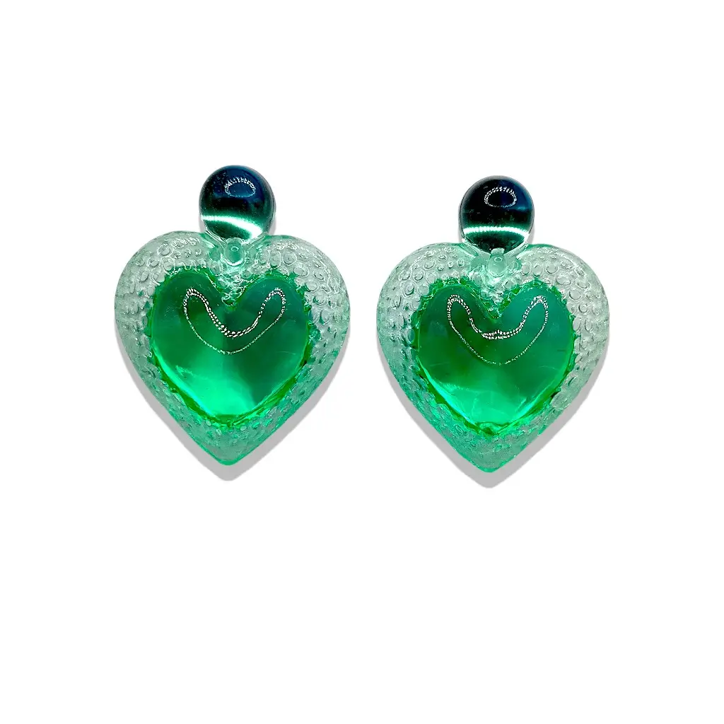 boucles d’oreilles à pointe vertes en résine paire