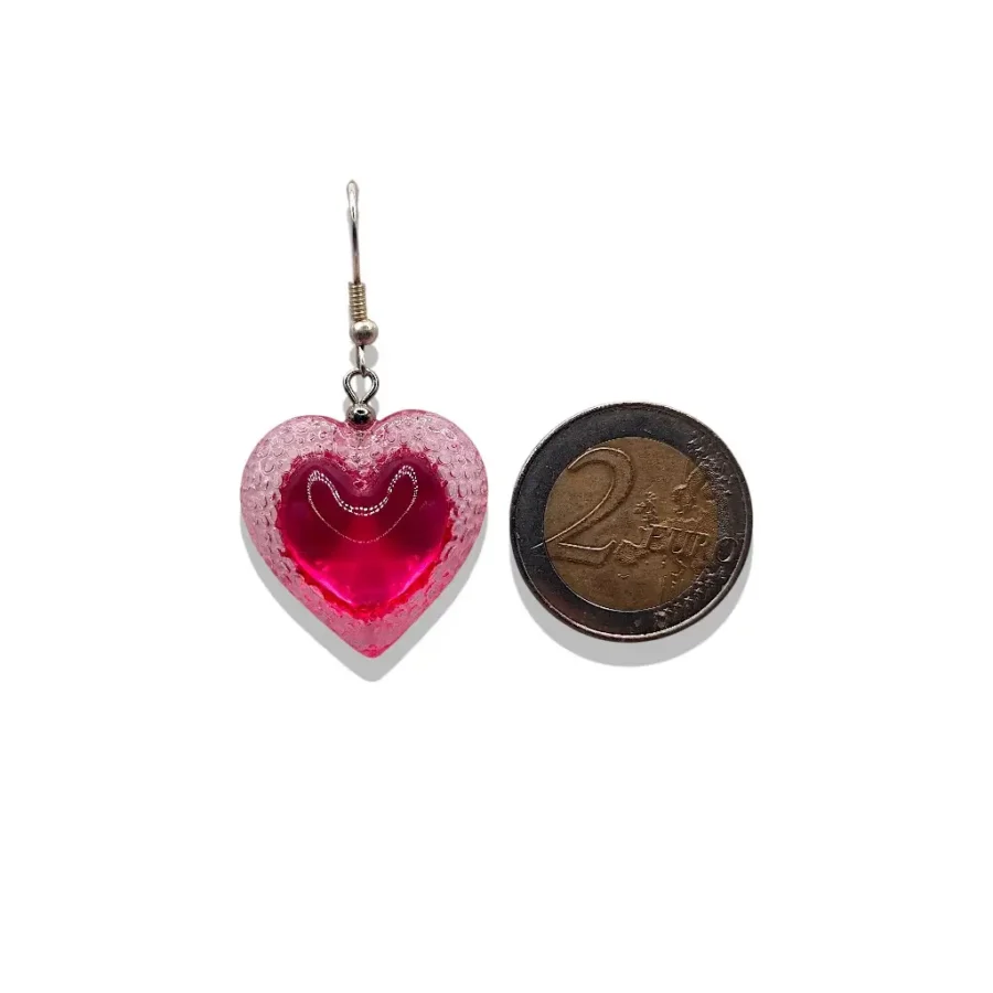 Boucles d’oreilles crochets cherry grand modèle avec pièce de 2 euros pour comparaison