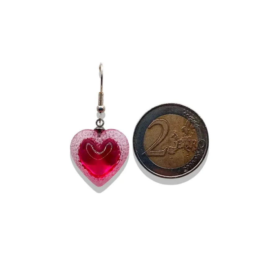 Boucles d’oreilles crochets cherry petit modèle avec pièce de 2 euros pour comparaison