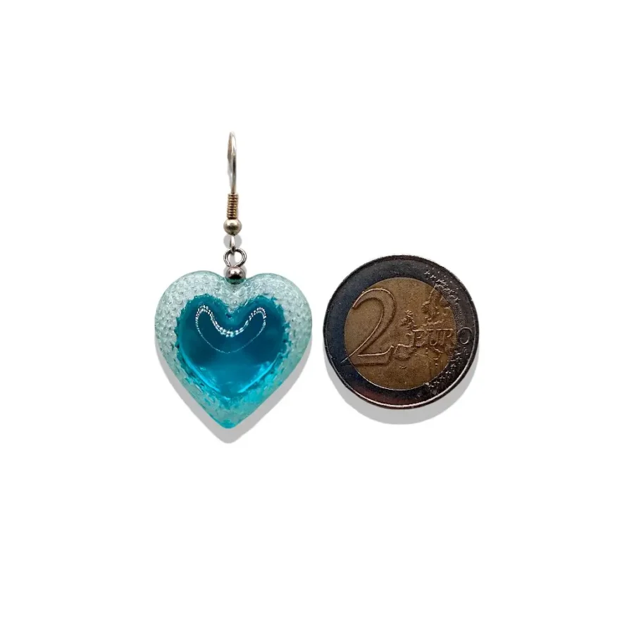 Boucles d’oreilles crochets bleu turquoise grand modèle en résine imprimée 3D