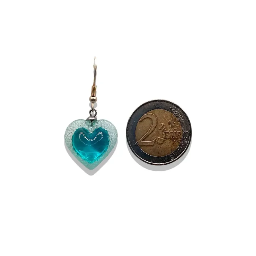 Boucles d’oreilles crochets bleu turquoise petit modèle en résine imprimée 3D