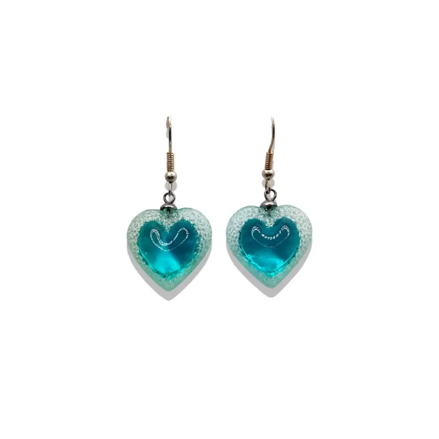 Boucles d’oreilles crochets bleu turquoise petit modèle en résine imprimée 3D