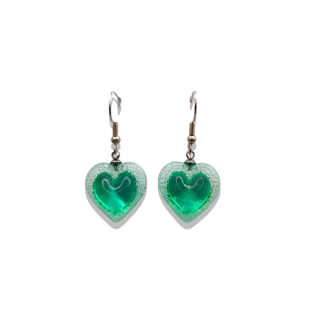 Boucles d’oreilles crochets vertes petit modèle en résine imprimée 3D