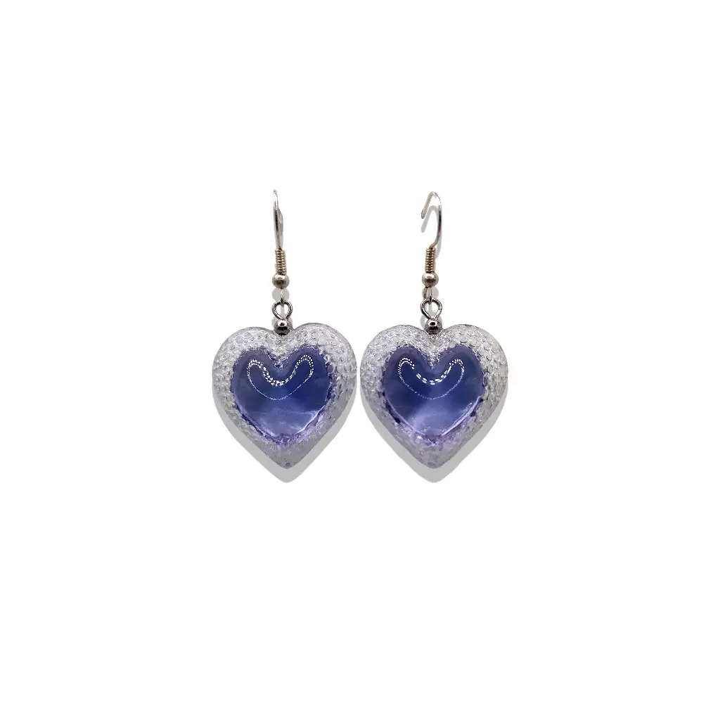 Boucles d’oreilles crochets violet petit modèle en résine imprimée 3D