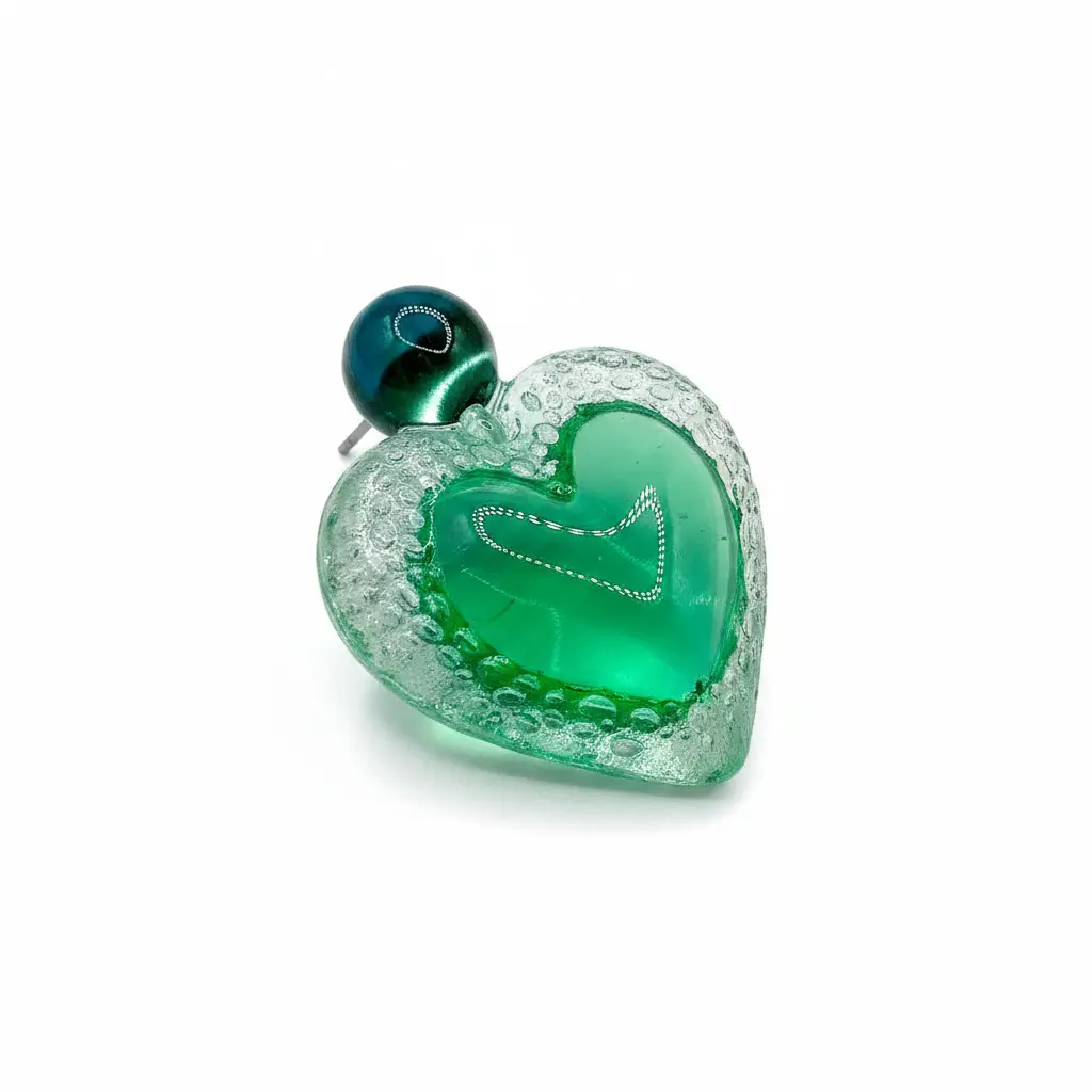 boucle d’oreille à pointe verte détail attache acier inoxydable