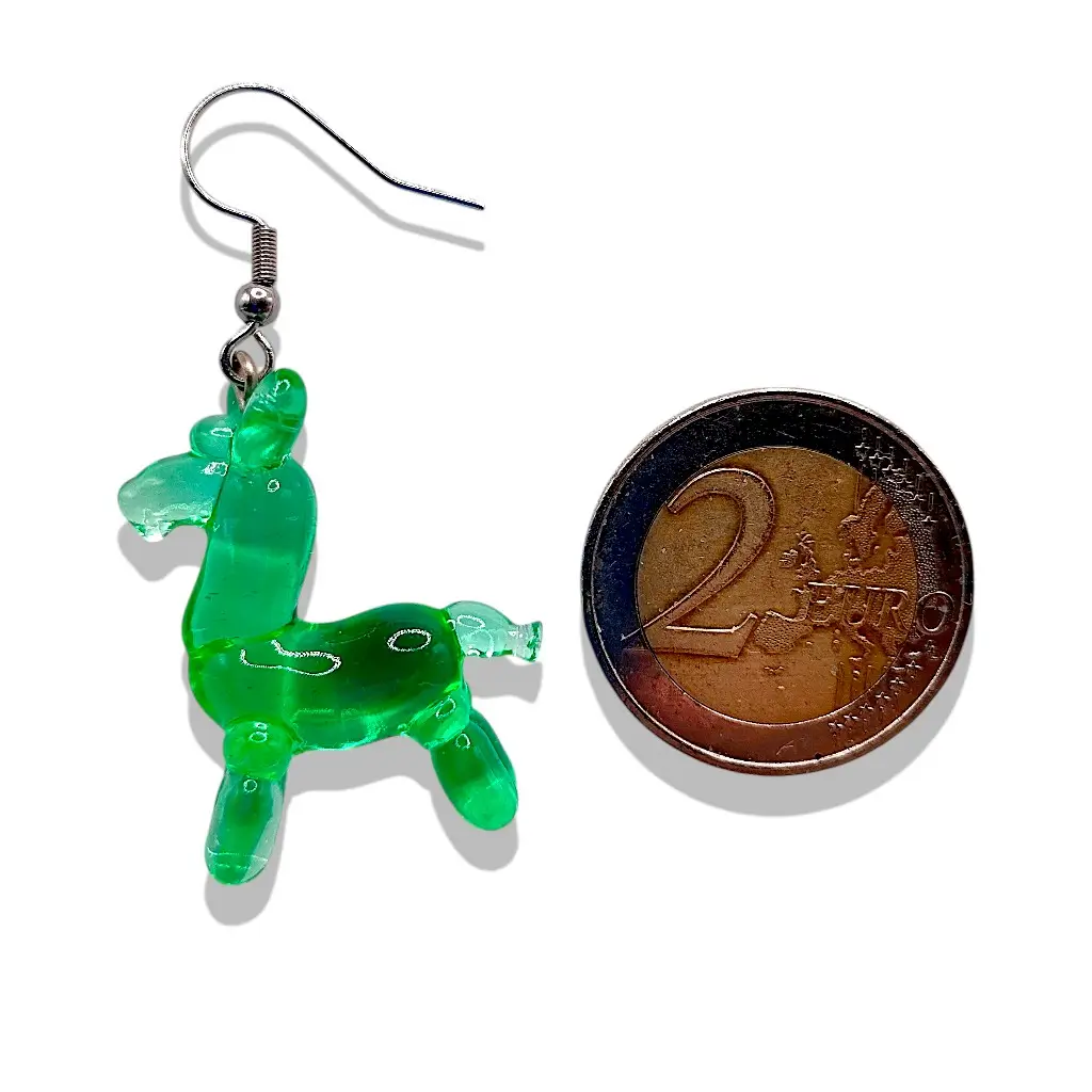 Boucles d’oreilles Lama Ballon vert avec référence de taille