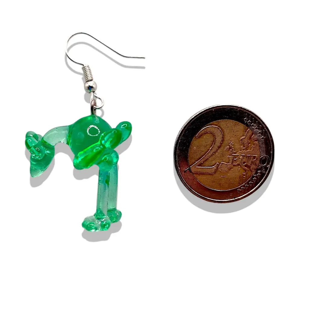 Boucles d’oreilles Autruche Ballon vert – référence taille et dimensions en résine brillante