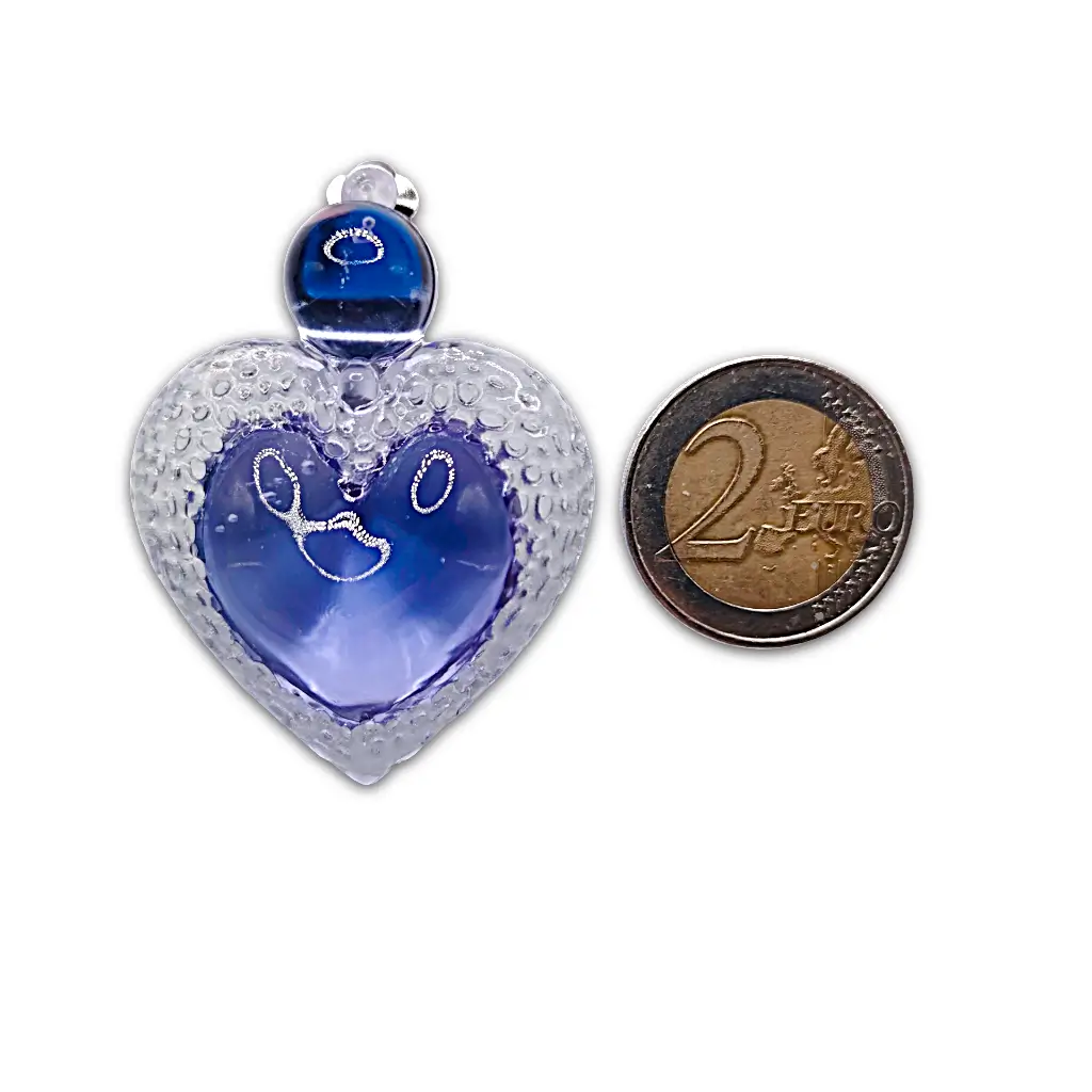 boucles d’oreilles cœur voronoï clips violet avec pièce de 2 euros pour référence taille