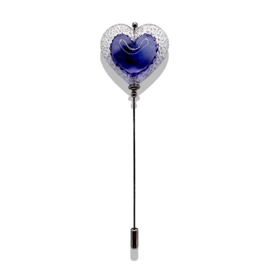 Fibule Cœur Voronoï en résine transparente violet profond