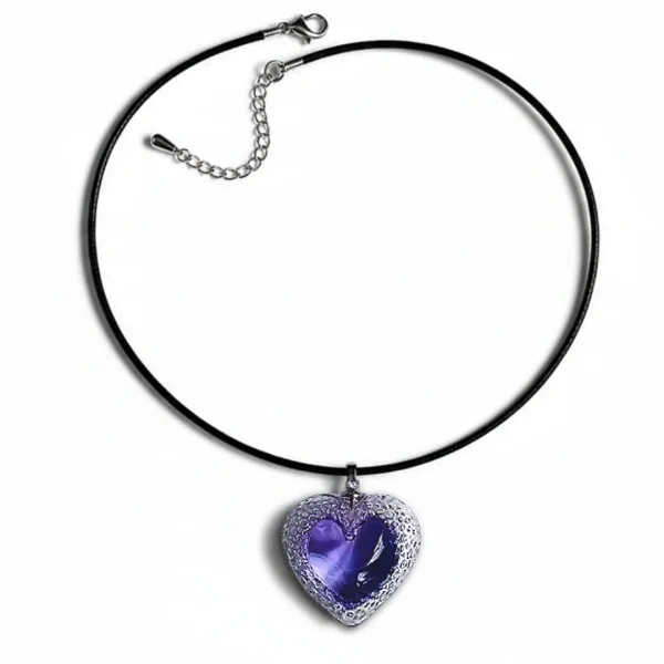 Collier Voronoï violet avec pendentif en résine imprimée en 3D et cordon en cuir noir 3 mm, bijou artisanal français